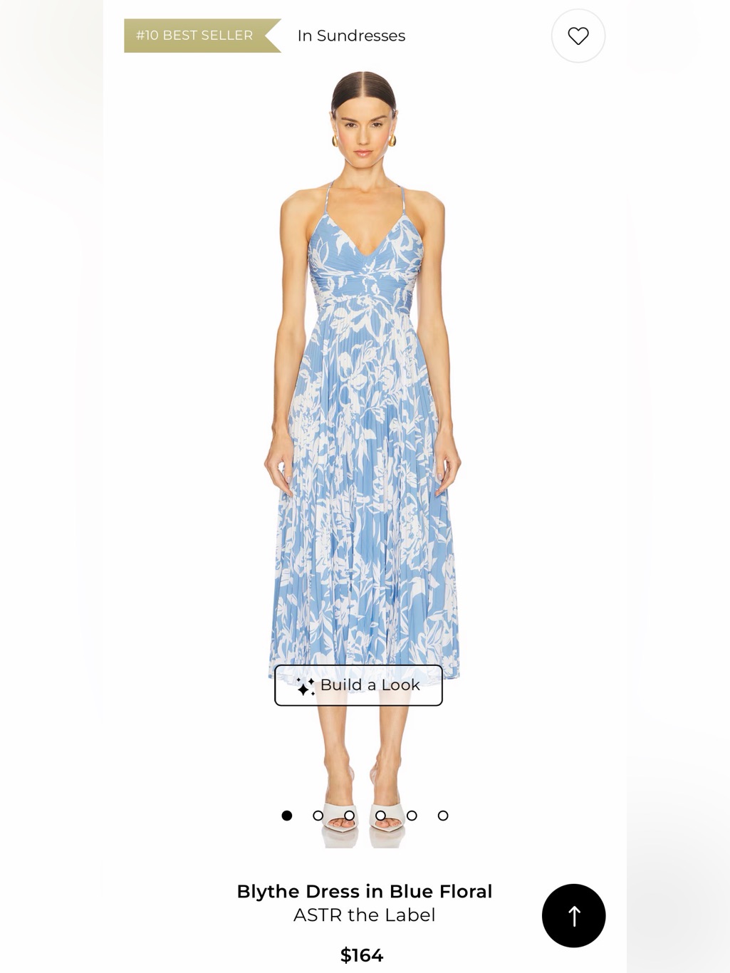 Astr Blue & White Floral Pleated Midi Dress